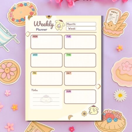 Light Yellow Themed Weekly Planner
